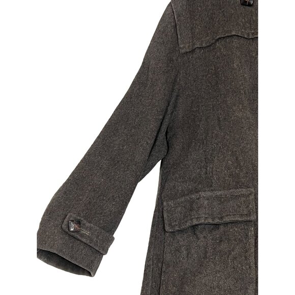 Loden Frey Wool Coat Western Germany Size 50 Gray Red Lining Toggle Closure Flaw - Picture 6 of 16